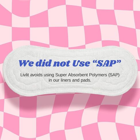 Livlit Ultra Thin Panty Liners Sanitary Pads, 100% Certified Organic Cotton from Texas, Light Absorbency, Chlorine Free, Unscented, Hypoallergenic Panty Liners for Women (40 Count) in Saudi Arabia