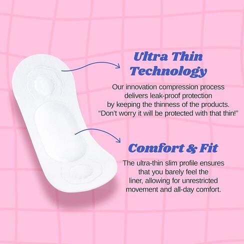Livlit Ultra Thin Panty Liners Sanitary Pads, 100% Certified Organic Cotton from Texas, Light Absorbency, Chlorine Free, Unscented, Hypoallergenic Panty Liners for Women (40 Count) in Saudi Arabia