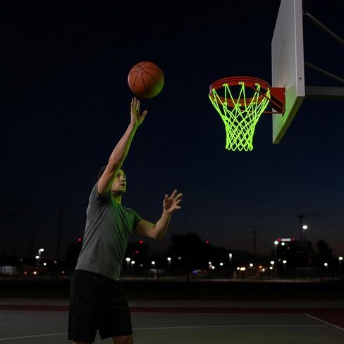 Nightlight Basketball Net, Luminous Outdoor Portable Sun Powered Sport Nylon for Pool Beach Backyard, Anti Whip in Kuwait