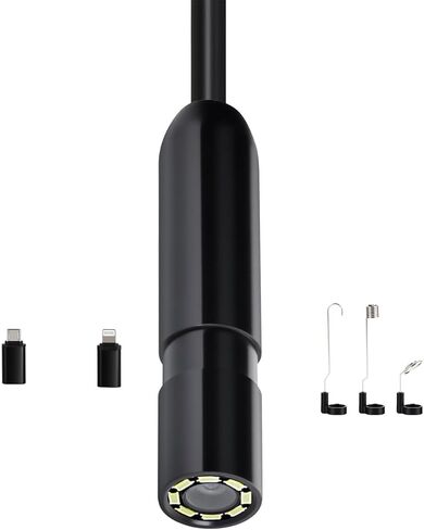 Happybuy 1920P HD Endoscope Camera: Equipped with 8 Adjustable LEDs, 10FT Semi-Rigid Cable, 2X Zoom. Waterproof for Automotive, Plumbing & More! in Saudi Arabia