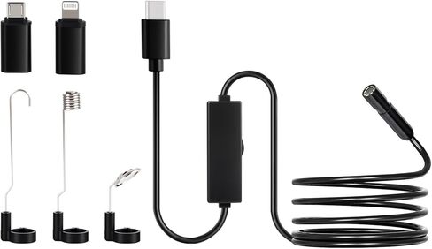 Happybuy 1920P HD Endoscope Camera: Equipped with 8 Adjustable LEDs, 10FT Semi-Rigid Cable, 2X Zoom. Waterproof for Automotive, Plumbing & More! in Saudi Arabia
