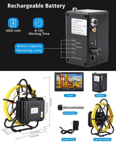 Aprafie Drain Pipe Camera - Built-in 512Hz Sonde, Sewer Inspection Camera with Locator, 300ft Cable, DVR 16GB in Saudi Arabia