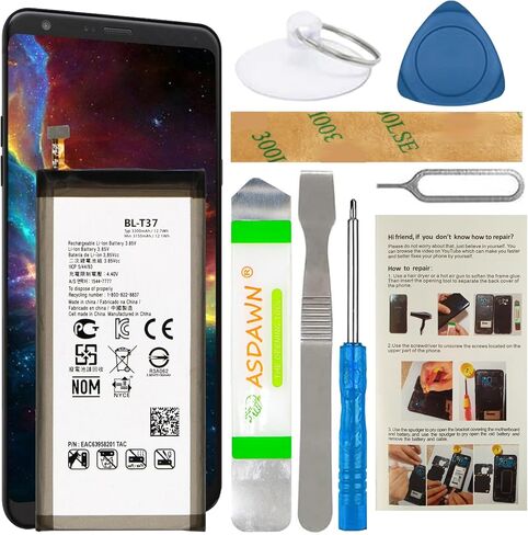 ASDAWN BL-T37 for LG Stylo 4 Battery Replacement, for LG V40 ThinQ LM-V405UA and LG Stylo 4 Q710 Q710AL Q710TS Q710MS Q710CS Q710US EAC63958201 with Repair Tool Parts + Installation Instruction in Kuwait