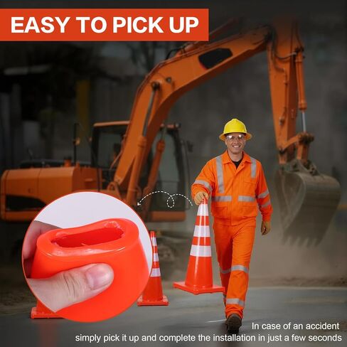 35 Inch 6 Pack Plastic Safety Cones PVC Heavy Duty Cones with Reflective Collars for Construction Events Driveways Parking Lots in Saudi Arabia