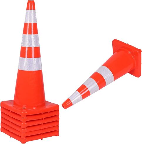 35 Inch 6 Pack Plastic Safety Cones PVC Heavy Duty Cones with Reflective Collars for Construction Events Driveways Parking Lots in Saudi Arabia