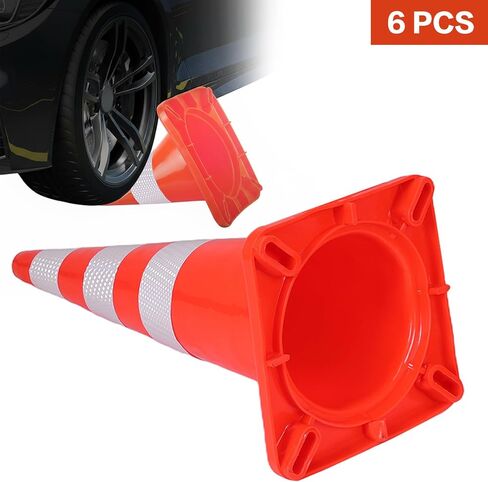 35 Inch 6 Pack Plastic Safety Cones PVC Heavy Duty Cones with Reflective Collars for Construction Events Driveways Parking Lots in Saudi Arabia