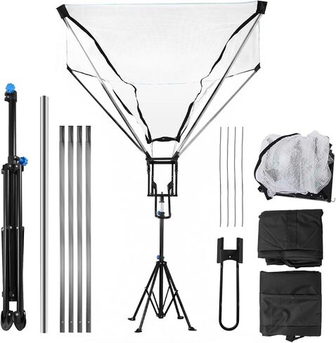 Returner Machine with 180° Rotating Track Adjustable Height Basketballs Return Attachment with Net Return System Portable Hoop Trainer Tripod for Continuous Solo Practice in Saudi Arabia