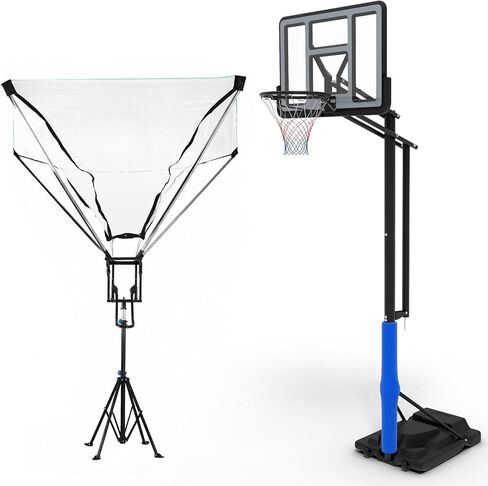 Returner Machine with 180° Rotating Track Adjustable Height Basketballs Return Attachment with Net Return System Portable Hoop Trainer Tripod for Continuous Solo Practice in Saudi Arabia