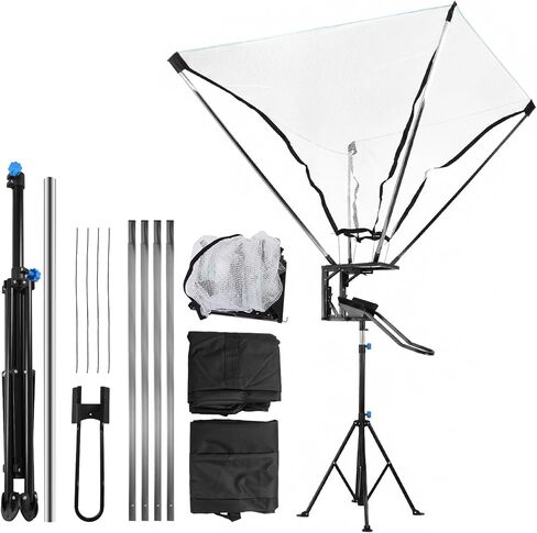 Returner Machine with 180° Rotating Track Adjustable Height Basketballs Return Attachment with Net Return System Portable Hoop Trainer Tripod for Continuous Solo Practice in Saudi Arabia