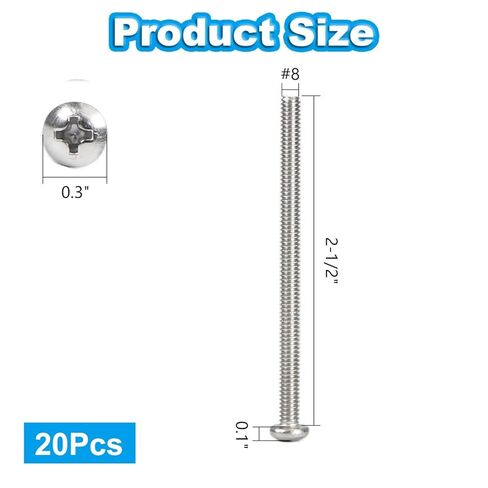 Yinpecly 15 Pcs #8-32 x 2-1/2" Pan Head Machine Screws, 304 Stainless Steel, Truss Head Bolts, Full Thread, Bright Finish, Phillips Drive for Furniture Repairs and 3D Printer in Saudi Arabia