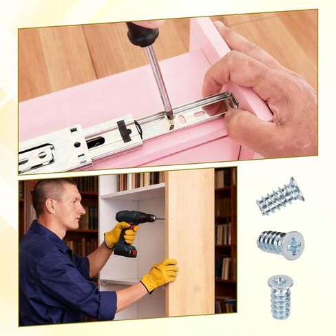 50pcs Drawer Rail Euro Screws Compatible with IKEA 100349, Crosshead Self Tapping Screws Replacement for Furniture Assembly in Saudi Arabia
