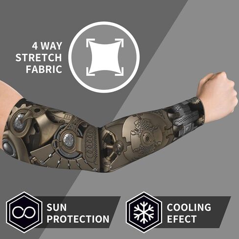 Steampunk Mechanical Gears Arm Sleeves For Men Women Sun Protection Arm Sleeves Cover Compression Cooling Sleeves in Saudi Arabia