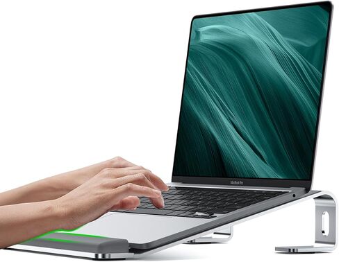Laptop Stand for Desk, Aluminum Computer Riser with Wrist Rest Pad, Detachable Laptop Mount, Heavy Stable Laptops Holder for MacBook Air Pro, Dell, HP, 10 to 17 Inches Notebooks, Silver in Kuwait