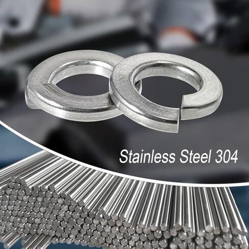 100 قطعة #10 غسالة بقفل مقسم، غسالة بقفل زنبركي 18-8 (304) من الفولاذ المقاوم للصدأ، فضي (100، فضي، #10) in Kuwait