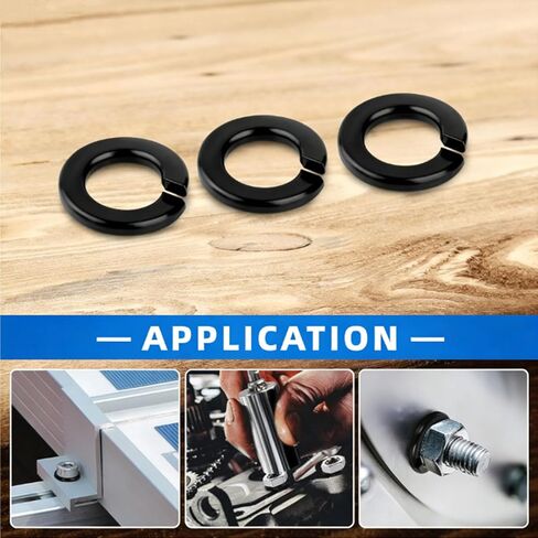 غسالة قفل زنبركية، 304 من الفولاذ المقاوم للصدأ (18-8)، لمسة نهائية سوداء، غسالات قفل زنبركي للاستخدام الصناعي والمنزلي (#6، أسود، 100) in Kuwait