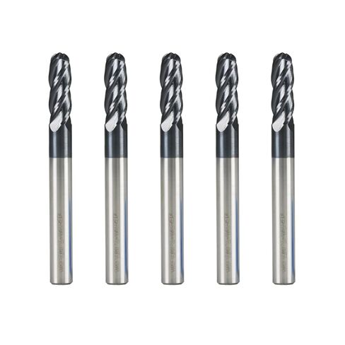 5PCS 1/2'' Ball Nose Carbide End Mill,4 Flute End Mill Bits, AlTiN - BlackNano Coating, CNC Cutting Tools for Stainless Steel, Aluminum, Hardened Steels, High Temp Alloys, 5, 1/2 in Saudi Arabia