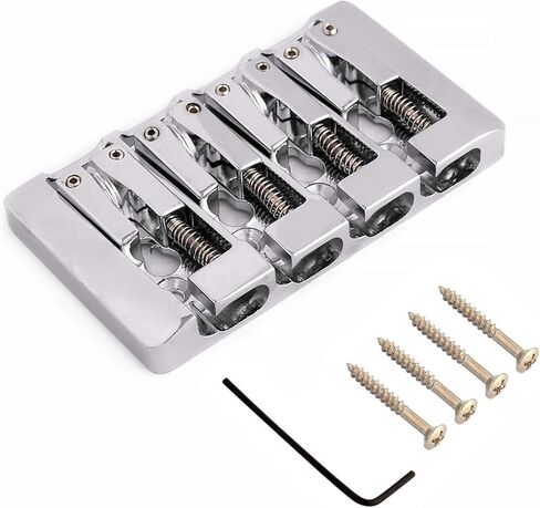 Rubatone 4 String Bass Bridge A Style Top Load and String Through Body Tailpiece with Zinc Saddles for Electric Jazz Bass P Bass High Mass Chrome in Kuwait