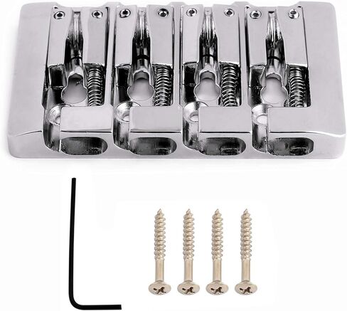 Rubatone 4 String Bass Bridge A Style Top Load and String Through Body Tailpiece with Zinc Saddles for Electric Jazz Bass P Bass High Mass Chrome in Kuwait