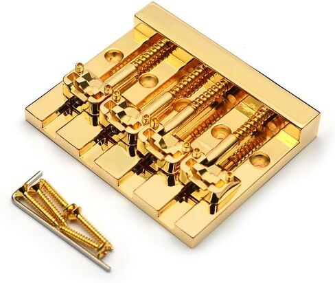 SAPHUE Vintage 4 String Bass Bridge 82x68.3MM String Bottom Through with Brass Saddle String Spacing 18.6MM Bass Fixed Bridge for 5-bolt Fender (Chrome, 18.6mm) in Saudi Arabia
