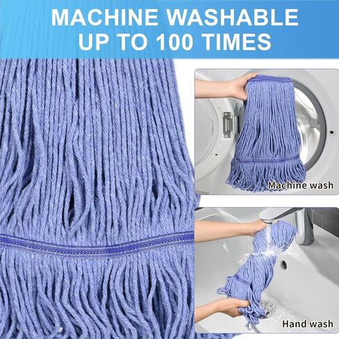 ممسحة تجارية، مقبض 63 بوصة، ممسحة صناعية شديدة التحمل، ممسحة مبللة ذات نهاية حلقات لتنظيف الأرضيات في المستودعات، ورشة العمل، المرآب، المكتب، المنزل، سطح السفينة (رأس ممسحة واحدة) in Kuwait