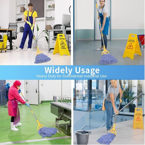 ممسحة تجارية، مقبض 63 بوصة، ممسحة صناعية شديدة التحمل، ممسحة مبللة ذات نهاية حلقات لتنظيف الأرضيات في المستودعات، ورشة العمل، المرآب، المكتب، المنزل، سطح السفينة (رأس ممسحة واحدة) in Kuwait