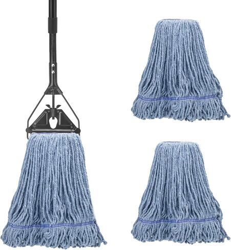 Commercial Industrial Mop for Floor Cleaning, 3 Extra Large Reusable Replacement Head with 59" Long Handle,Heavy Duty Looped-End String Wet Cotton Mop for House,Kitchen,Office,Garage,Tile Floor in Saudi Arabia