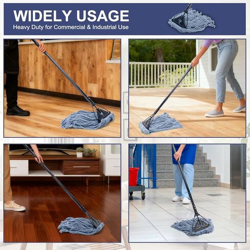 Commercial Industrial Mop for Floor Cleaning, 3 Extra Large Reusable Replacement Head with 59" Long Handle,Heavy Duty Looped-End String Wet Cotton Mop for House,Kitchen,Office,Garage,Tile Floor in Saudi Arabia