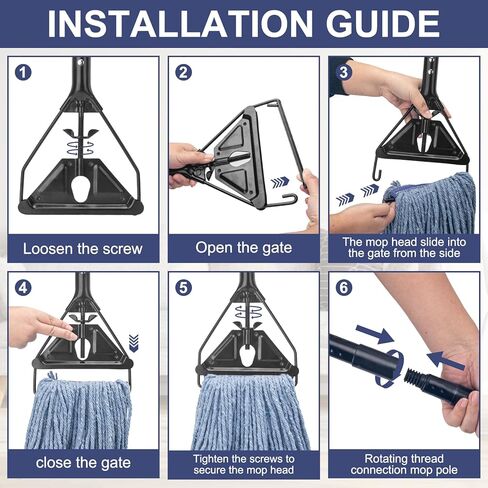 Commercial Industrial Mop for Floor Cleaning, 3 Extra Large Reusable Replacement Head with 59" Long Handle,Heavy Duty Looped-End String Wet Cotton Mop for House,Kitchen,Office,Garage,Tile Floor in Saudi Arabia