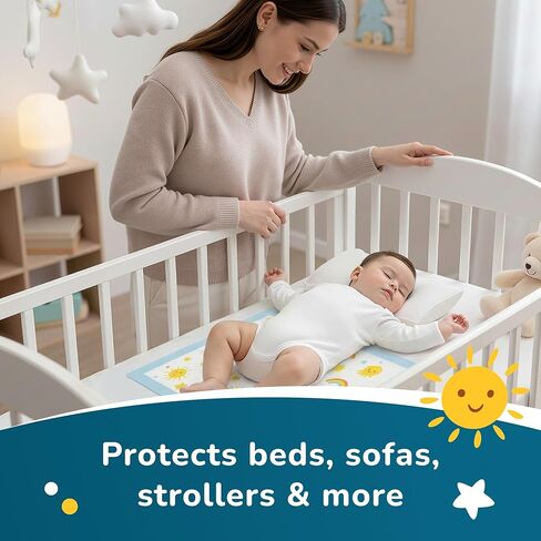 SunnyGuard Disposable Changing Pads for Baby 13 x 18 Inches, 50 Diaper Changing Pad with Unique Design & 6 Layers of Protection for Nursery Use, Travel Changes & Pee Pad Protection, 33 x 46 CM in Saudi Arabia
