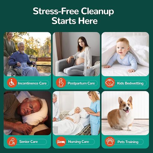 وسادات سرير مزودة بشرائط لاصقة مقاس 81.28 سم × 91.44 سم، عدد 30 قطعة من الفوط السفلية للاستعمال مرة واحدة، وسادات سلس البول سميكة للغاية للبالغين من الجنسين وكبار السن والأطفال والحيوانات الأليفة in Kuwait