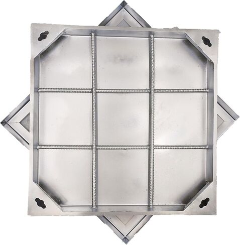 غطاء وإطار فتحة من الفولاذ المقاوم للصدأ غير مرئي مقاس 24 × 24 للأنابيب المموجة مقاس 18 بوصة، الفئة B سعة 28100 رطل مربع غطاء خزان الصرف الصحي مع قاعدة، غطاء بئر فحص معدني (صحيح 21.6 بوصة ISL) in Kuwait