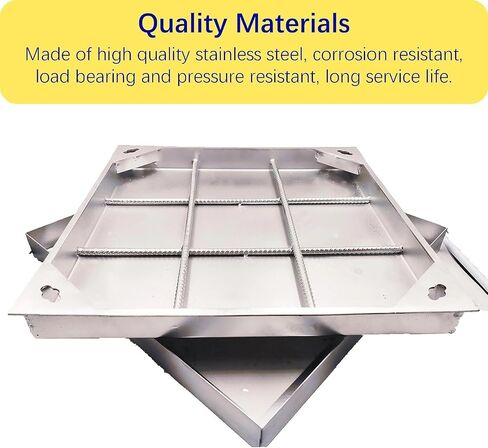 24x24 Invisible Stainless Steel Manhole Cover and Frame for 18" Corrugated Pipe, B-Class 28100 lbs Square Driveway Septic Tank Lid with Base, Metal Inspection Well Cover (True 21.6" ISL) in Saudi Arabia