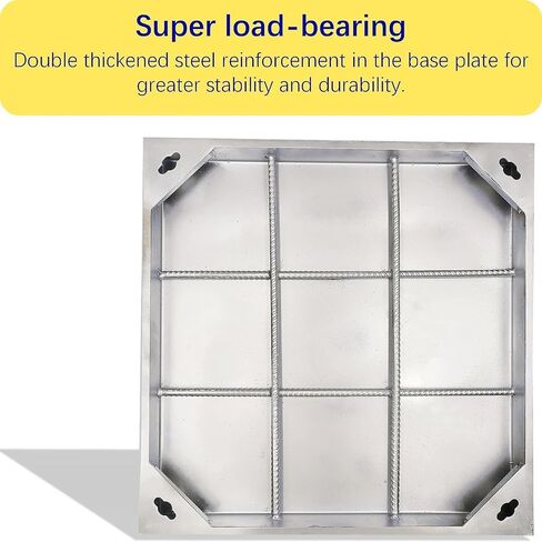 24x24 Invisible Stainless Steel Manhole Cover and Frame for 18" Corrugated Pipe, B-Class 28100 lbs Square Driveway Septic Tank Lid with Base, Metal Inspection Well Cover (True 21.6" ISL) in Saudi Arabia