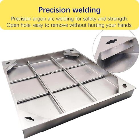 24x24 Invisible Stainless Steel Manhole Cover and Frame for 18" Corrugated Pipe, B-Class 28100 lbs Square Driveway Septic Tank Lid with Base, Metal Inspection Well Cover (True 21.6" ISL) in Saudi Arabia