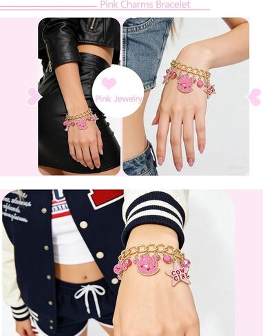 Heidkrueger Pink Pony Club Bracelets ، سحر سوار العازبة كوكتيل موسيقى عيد ميلاد هدايا المجوهرات المجوهرات in Saudi Arabia