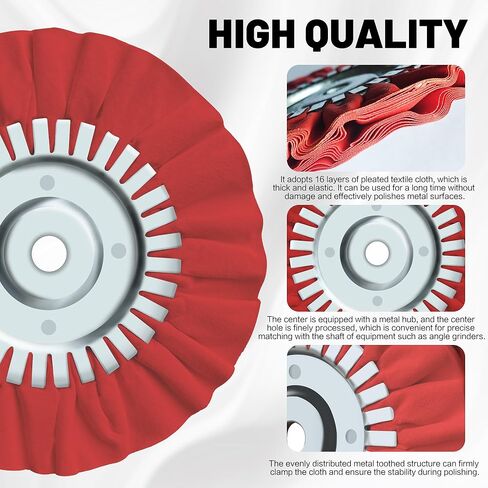 8" Airway Buffing Wheel, 9Pcs Aluminum Polishing Wheel Kit for Angle Grinder, Polishing Compound and Metal Polishing Pads for Stainless Steel Chrome Car Polish Mirror Finish (5/8" Arbor Hole) in Kuwait