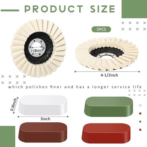 9 قطع قرص رفرف من اللباد مواد كاشطة تلميع عجلة ومركبات مجموعة 5 قطع قرص تلميع الصوف 4 مركب وسادة عجلة تلميع الصوف لطاحونة الزوايا in Kuwait