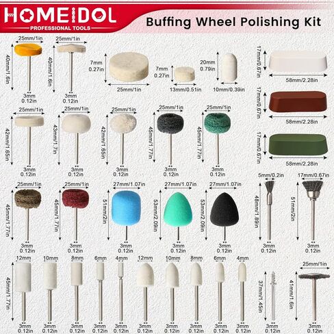 78PCS Buffing Wheel for Dremel Polishing Kit, HOMEIDOL 1/8" Shank Polishing Buffing Wheel for Dremel Tool Accessories with Buffing Compound, Abrasive Wheel Buffing Polishing Wire Brush Polishing Bits in Kuwait