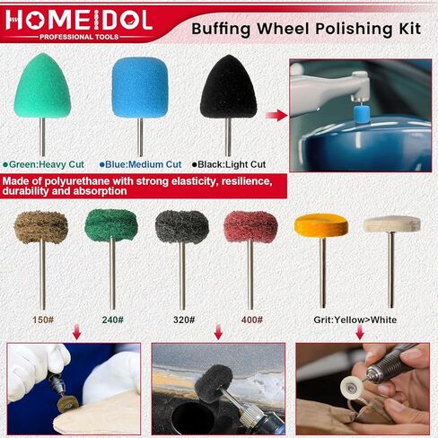 78PCS Buffing Wheel for Dremel Polishing Kit, HOMEIDOL 1/8" Shank Polishing Buffing Wheel for Dremel Tool Accessories with Buffing Compound, Abrasive Wheel Buffing Polishing Wire Brush Polishing Bits in Kuwait