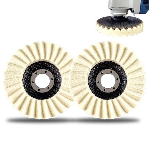 Wool Felt Flap Polishing Disc, Wool Polishing Pad, 4.5 Inch Wool Polishing Wheel for Angle Grinder, Metal, Marble, Stone, Furniture, Car Wax(2) in Saudi Arabia
