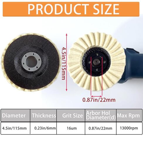 Wool Felt Flap Polishing Disc, Wool Polishing Pad, 4.5 Inch Wool Polishing Wheel for Angle Grinder, Metal, Marble, Stone, Furniture, Car Wax(2) in Saudi Arabia
