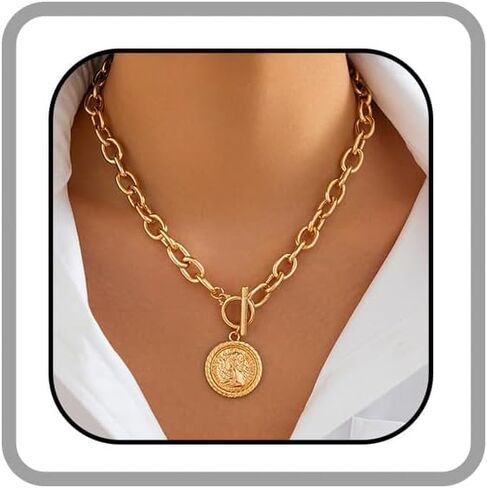Chunky Gold Heart Necklaces for Women Gold Chunky Cross Necklace Dainty Gold Coin Sun Pendant Necklace Puffy Heart Necklace Cuban Link Necklace OT Buckle Necklace Metal Disc Charm Necklace Gold Statement Jewelry in Kuwait