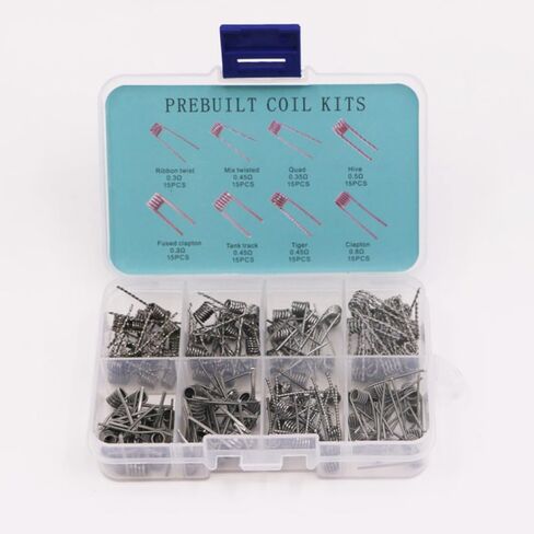 120PCS Prebuilt Coil Kits,8 Kinds of 0.3Ω 0.35Ω 0.45Ω 0.5Ω 0.8Ω Coils,15PCS Each Prebuilt Coil Kits in Saudi Arabia