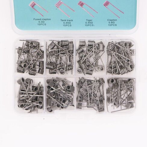 120PCS Prebuilt Coil Kits,8 Kinds of 0.3Ω 0.35Ω 0.45Ω 0.5Ω 0.8Ω Coils,15PCS Each Prebuilt Coil Kits in Saudi Arabia