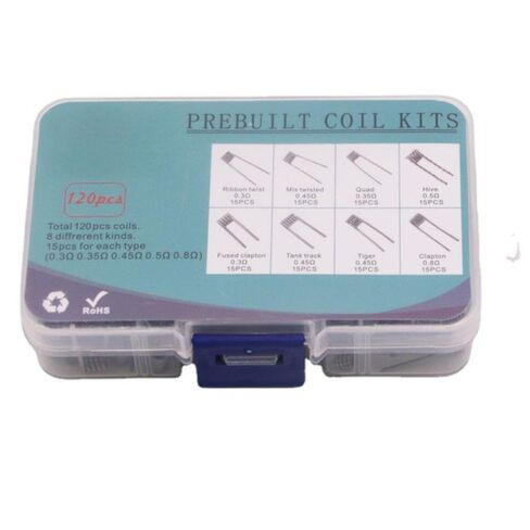 120PCS Prebuilt Coil Kits,8 Kinds of 0.3Ω 0.35Ω 0.45Ω 0.5Ω 0.8Ω Coils,15PCS Each Prebuilt Coil Kits in Saudi Arabia