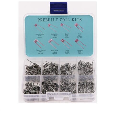 120PCS Prebuilt Coil Kits,8 Kinds of 0.3Ω 0.35Ω 0.45Ω 0.5Ω 0.8Ω Coils,15PCS Each Prebuilt Coil Kits in Saudi Arabia
