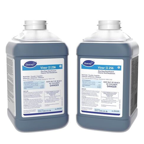 VIREX Diversey II 256 04329. منظف مطهر ومزيل العرق، منظف الأرضيات من فئة المستشفيات برائحة النعناع، ​​مركز J-Fill، 2.5 لتر (عبوة من قطعتين) in Kuwait