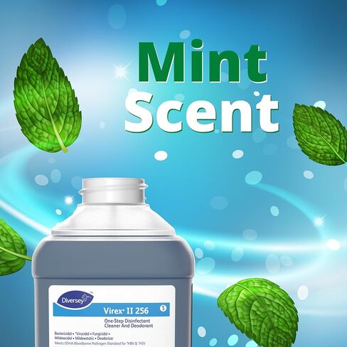 VIREX Diversey II 256 04329. منظف مطهر ومزيل العرق، منظف الأرضيات من فئة المستشفيات برائحة النعناع، ​​مركز J-Fill، 2.5 لتر (عبوة من قطعتين) in Kuwait