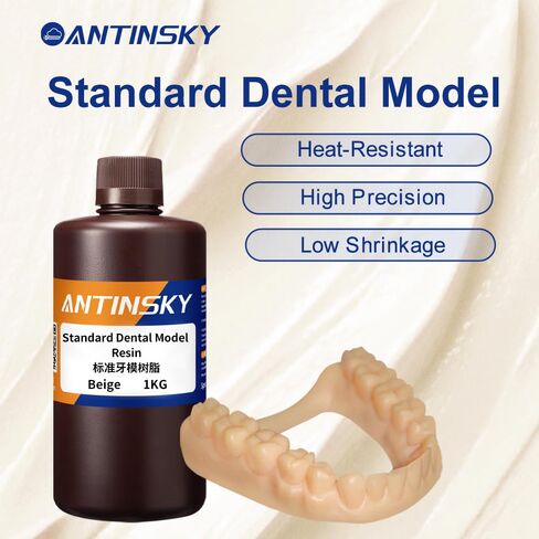 Antinsky Standard Dental Model Resin Dental Model Crown and Bridge Model, Orthodontic Model, Implant Model DLP LCD UV-Curing 405nm 3D Resin Printer 100°C Heat Resistance High Precision Beige 1kg in Kuwait