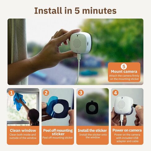 Girafit 5MP 3K Window Camera, 2.4GHz & 5GHz WiFi Indoor Security Camera for Home, ChroMax AI Color Night Vision, Person & Motion Detection, 24/7 Recording, Easy & Quick Install in Kuwait